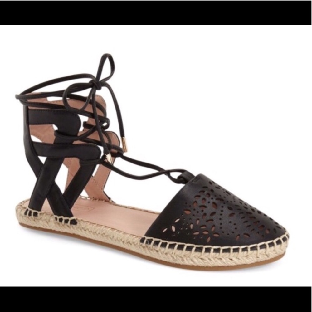 Topshop black leather espadrilles